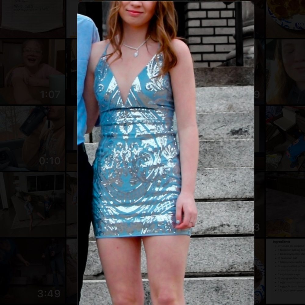 Windsor Blue Sequin Mini Dress for Homecoming